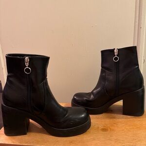 Black Chunky Heel Ankle Boots